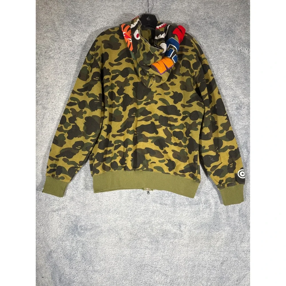 A Bathing Ape BAPE 1st Camo Shark Full Zip Hoodie Green XL Streetwear - Picture 9 of 16